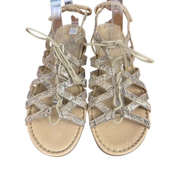 Naturalizer N5 Comfort Whimsy Golden Snakeskin Gladiator Sandals Shoes Flats 11 - Picture 6 of 16